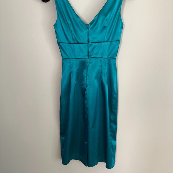 Turquiose Satin Dress - Picture 3 of 5